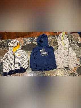 3 Navy Blue Hooded Zip-Up Sweatshirt with Skate Graphic - Kids size 24 months